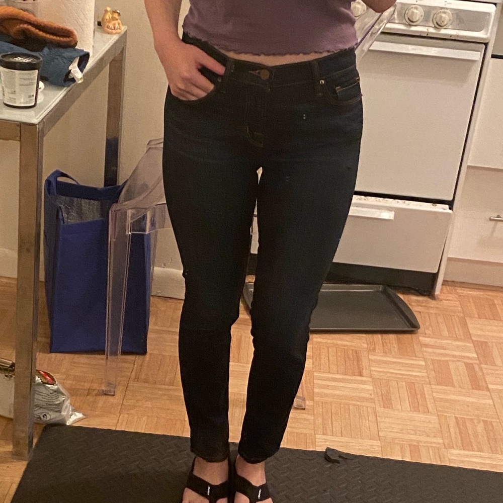 J Brand Mid-Rise Cropped Skinny Jeans Dark Vintage